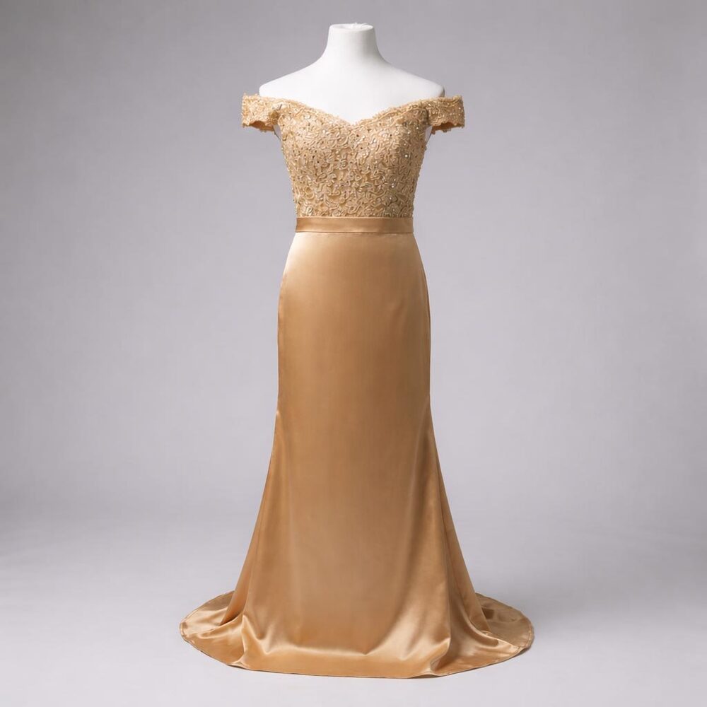 New Size 4 Maxi Champagne Formal Prom Evening Dress